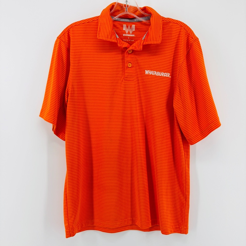 Whataburger Shirt Mens Small Employee Orange Performance Polo Short Sleeve